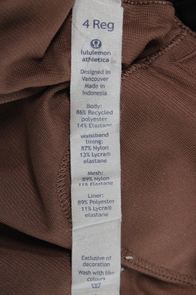 Lululemon Unisex Brown Drawstring Sports Shorts 86% Recycled Polyester Size 4