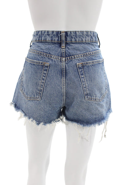 Zara Unisex Blue Button Organic Cotton 90s Shorts Size 8