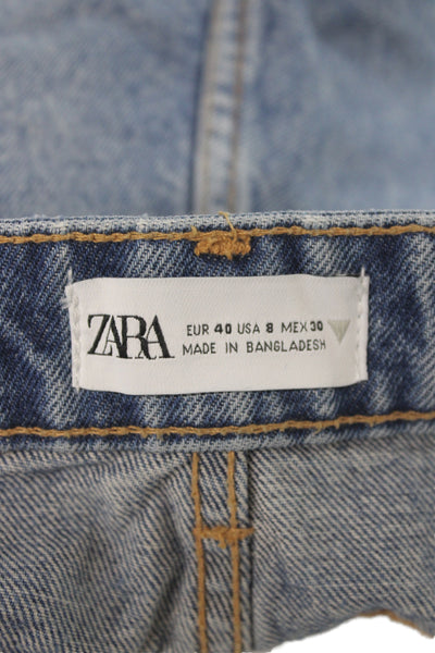Zara Unisex Blue Button Organic Cotton 90s Shorts Size 8