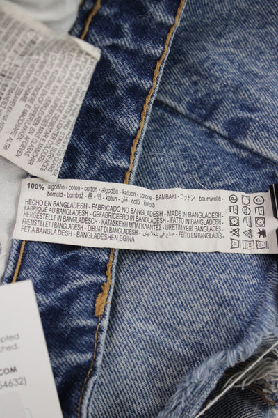 Zara Unisex Blue Button Organic Cotton 90s Shorts Size 8