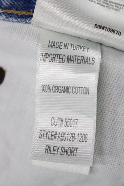 Agolde Unisex Light Blue Organic Cotton Solid Button 90s Shorts Size 28