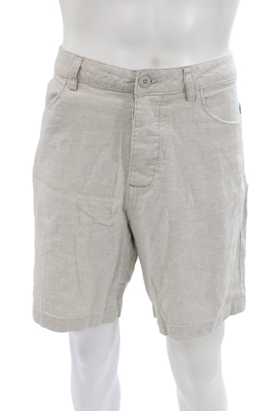ONIA Mens Chino Shorts Beige Linen Blend Beach Size 34