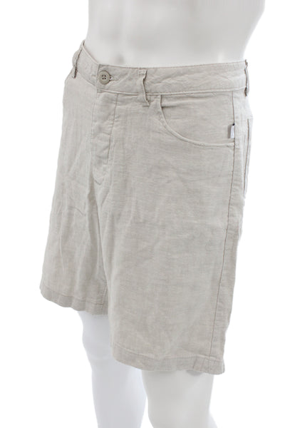 ONIA Mens Chino Shorts Beige Linen Blend Beach Size 34