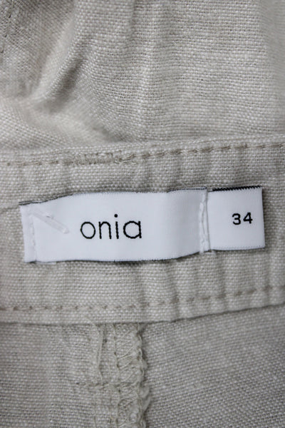 ONIA Mens Chino Shorts Beige Linen Blend Beach Size 34