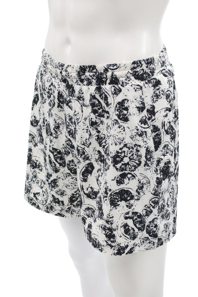 Lululemon Mens Elastic Waistband Citrus Swim Trunks White Black Size Medium