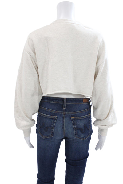 TNA Women Beige Crew Neck Long Sleeve Sweatshirt Cotton Blend Size 1