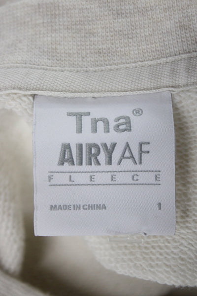 TNA Women Beige Crew Neck Long Sleeve Sweatshirt Cotton Blend Size 1