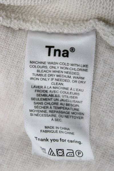 TNA Women Beige Crew Neck Long Sleeve Sweatshirt Cotton Blend Size 1