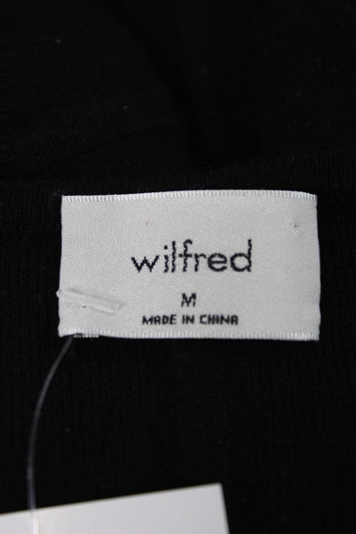 Wilfred Women Cropped Top Black Denim Square Neck Sleeveless Button Size M