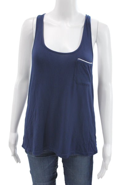 Eberjey Womens Basic Sleeveless Cotton Top Dark Blue Round Neck Size S