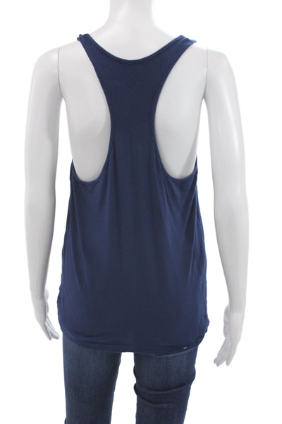 Eberjey Womens Basic Sleeveless Cotton Top Dark Blue Round Neck Size S