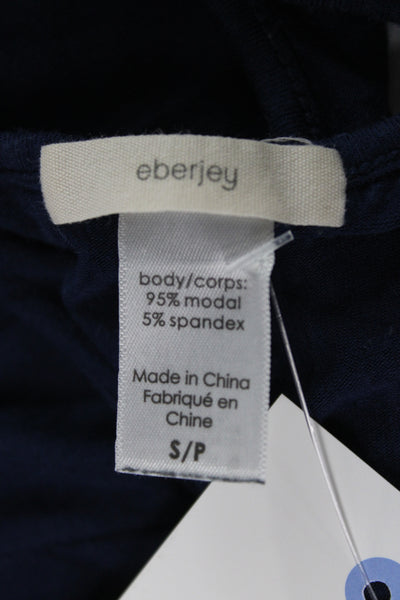 Eberjey Womens Basic Sleeveless Cotton Top Dark Blue Round Neck Size S