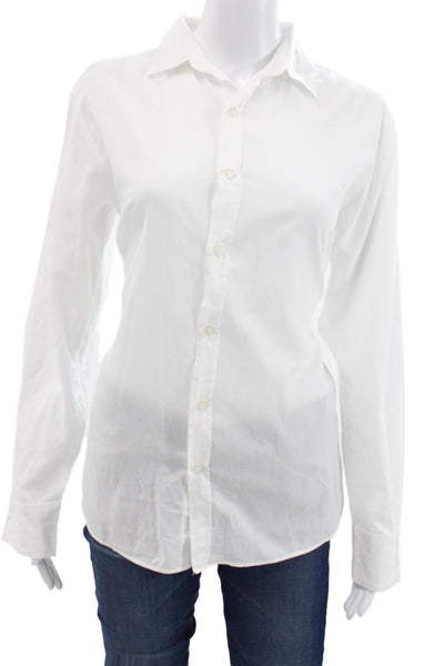 Free In St Barth Womens White Cotton Collared Button-Up Long Sleeve Top Size S