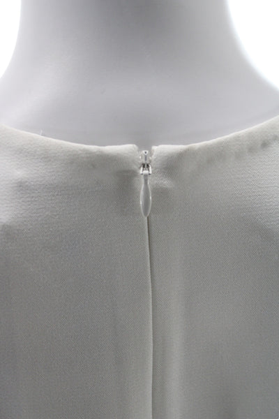 Alexis Womens Cropped Sleeveless Blouse White Round Neck Poly Cotton Size M
