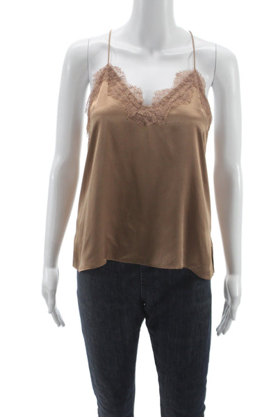 Cami NYC Womens Brown Floral V-Neck Sleeveless Blouse Size XS
