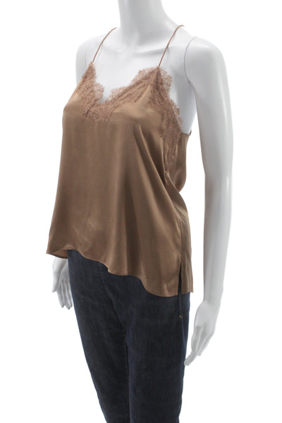 Cami NYC Womens Brown Floral V-Neck Sleeveless Blouse Size XS
