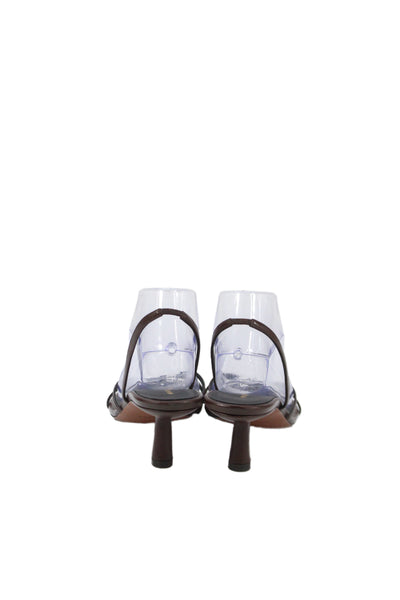 Neous Womens Leather Round Open Toed  Slingback Sandals Brown Size 9