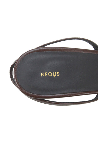 Neous Womens Leather Round Open Toed  Slingback Sandals Brown Size 9