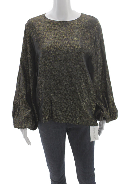Nili Lotan Womens Black Polyester Round Neck Long Sleeve Blouse Size M