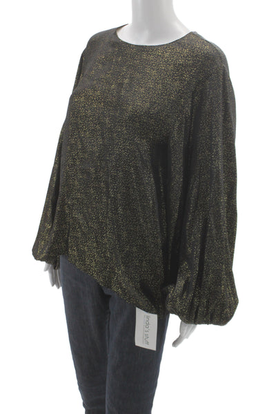 Nili Lotan Womens Black Polyester Round Neck Long Sleeve Blouse Size M