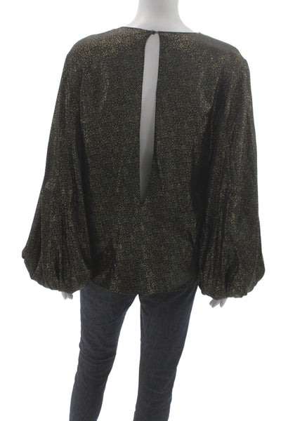 Nili Lotan Womens Black Polyester Round Neck Long Sleeve Blouse Size M