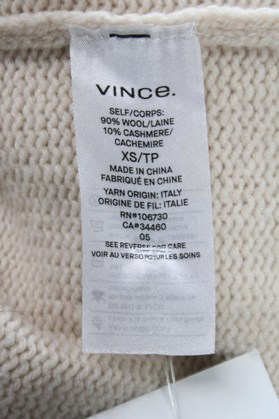 Vince Unisex Beige Wool Cashmere Cardigan Long Sleeve Size XS