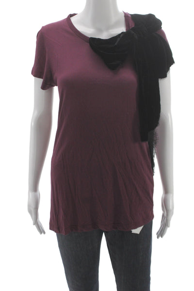 RED Valentino Womens Purple Modal Tie Neck Short-Sleeve T-Shirt Size M
