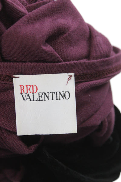RED Valentino Womens Purple Modal Tie Neck Short-Sleeve T-Shirt Size M