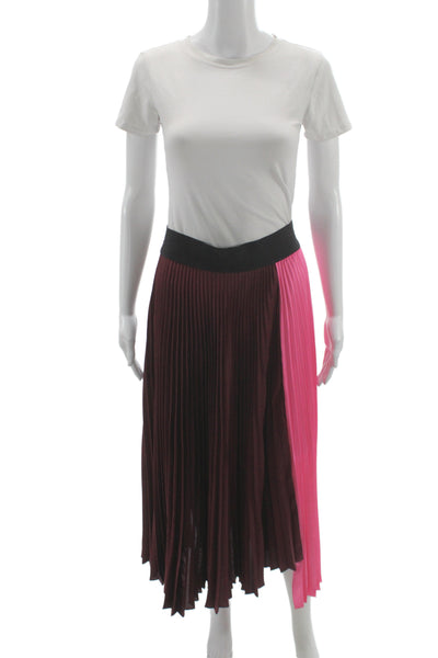 A.L.C. Womens Pleated Long Brown Polyester Skirt Size 6