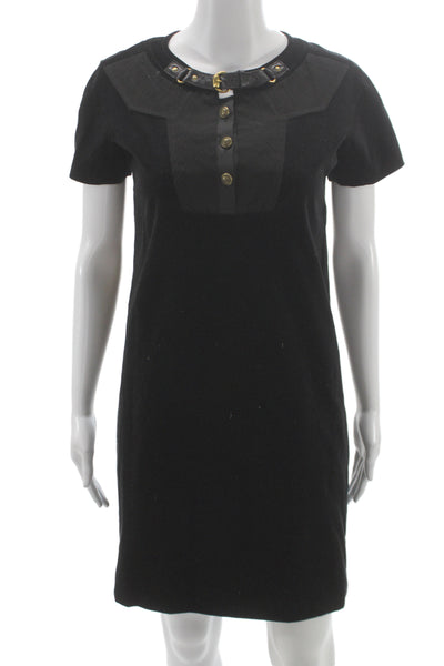 Gucci Womens Shift T Shirt Dress Black Crew Neck Knee Length Size 42
