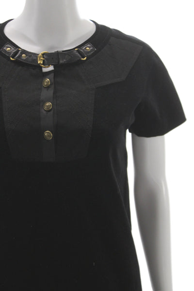 Gucci Womens Shift T Shirt Dress Black Crew Neck Knee Length Size 42