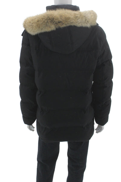 Marc New York Mens Black Puffer Parka Coat High Neck Button Polyester Size M