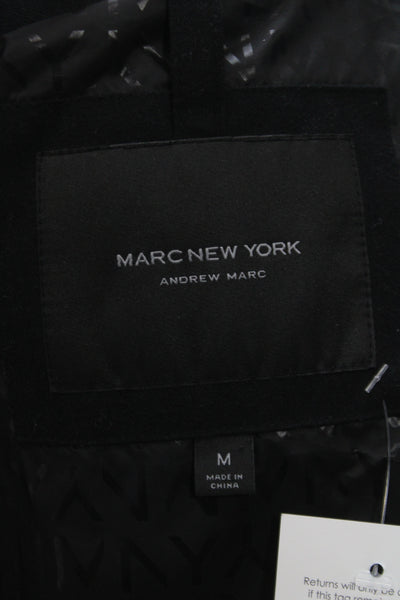 Marc New York Mens Black Puffer Parka Coat High Neck Button Polyester Size M