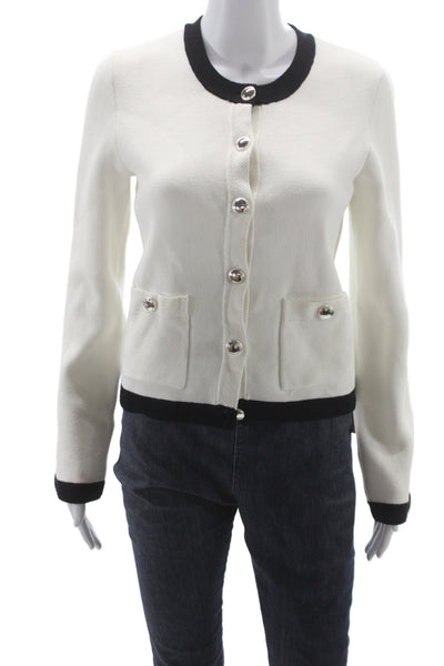 Dynamite Unisex White Classic Round Neck Button Long Sleeve Cardigan Size S