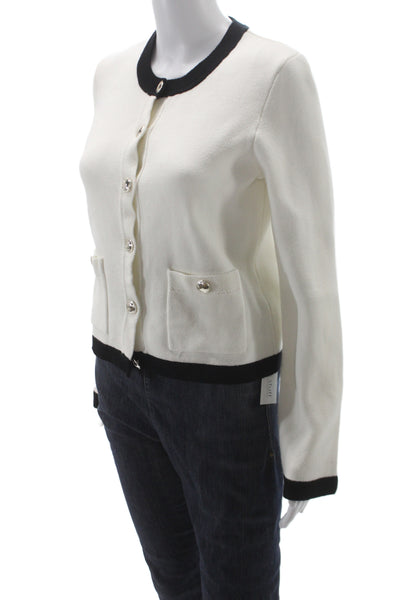Dynamite Unisex White Classic Round Neck Button Long Sleeve Cardigan Size S