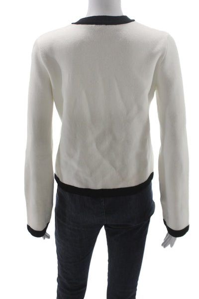 Dynamite Unisex White Classic Round Neck Button Long Sleeve Cardigan Size S