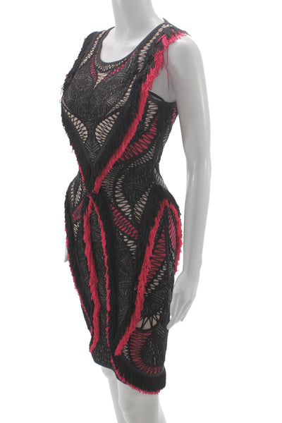 Herve Leger Womens Black Bodycon Dress Sleeveless Knee Length Zip Size S