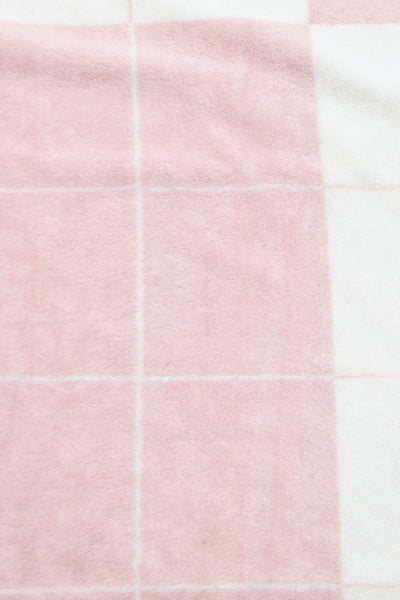 Hermes Pink White Terry H Logo Checkered Towel