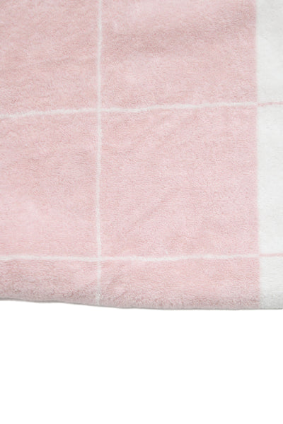 Hermes Pink White Terry H Logo Checkered Towel