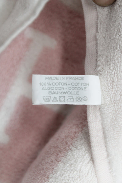Hermes Pink White Terry H Logo Checkered Towel