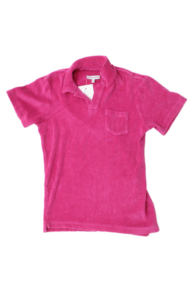 Orlebar Brown Girls Short Sleeve V Neck Terry Pocket Polo Shirt Pink Size 10