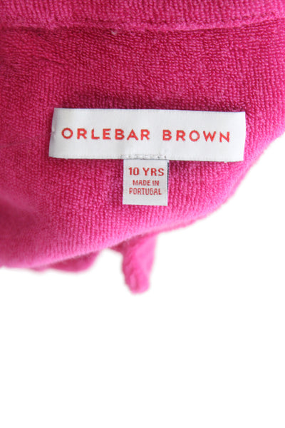 Orlebar Brown Girls Short Sleeve V Neck Terry Pocket Polo Shirt Pink Size 10