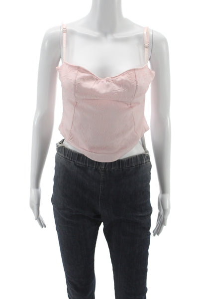 White Fox Women Sleeveless Lace Up Cropped Camisole Pink Floral Top Size XS