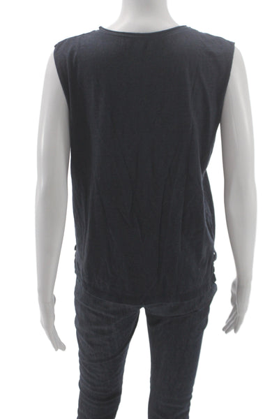 Zadig & Voltaire Girls Sleeveless Crew Neck I Feel Fine Top Navy Red Size 16