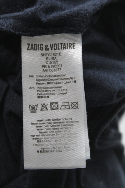 Zadig & Voltaire Girls Sleeveless Crew Neck I Feel Fine Top Navy Red Size 16