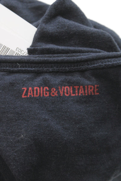 Zadig & Voltaire Girls Sleeveless Crew Neck I Feel Fine Top Navy Red Size 16