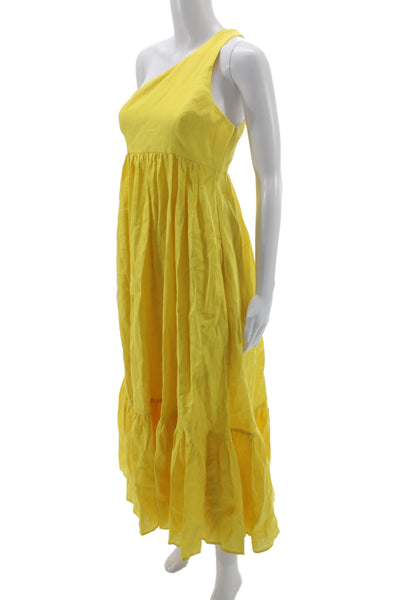 Zimmermann Women Maxi Sundress Yellow Linen Sleeveless Button Long Size 1