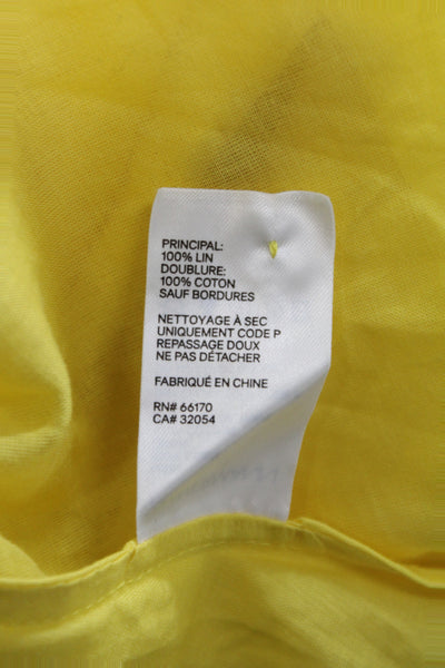 Zimmermann Women Maxi Sundress Yellow Linen Sleeveless Button Long Size 1