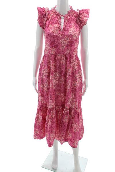 Generation Love Womens Maxi Sundress Pink Floral Cotton Tie Back Size M