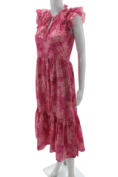 Generation Love Womens Maxi Sundress Pink Floral Cotton Tie Back Size M